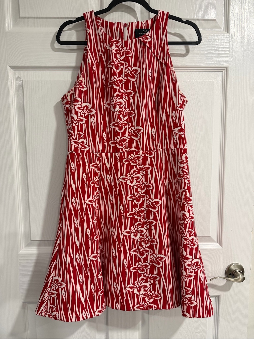 Cue Red and White Printed Dress
